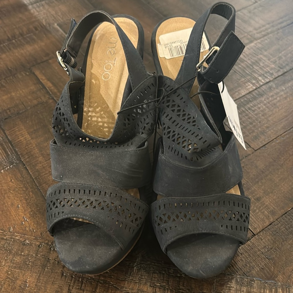 Women’s dark navy blue soft wrap heels